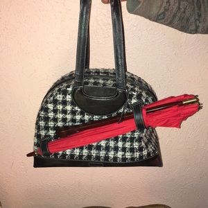 Deborah Lewis handbag with umbrella and wallet